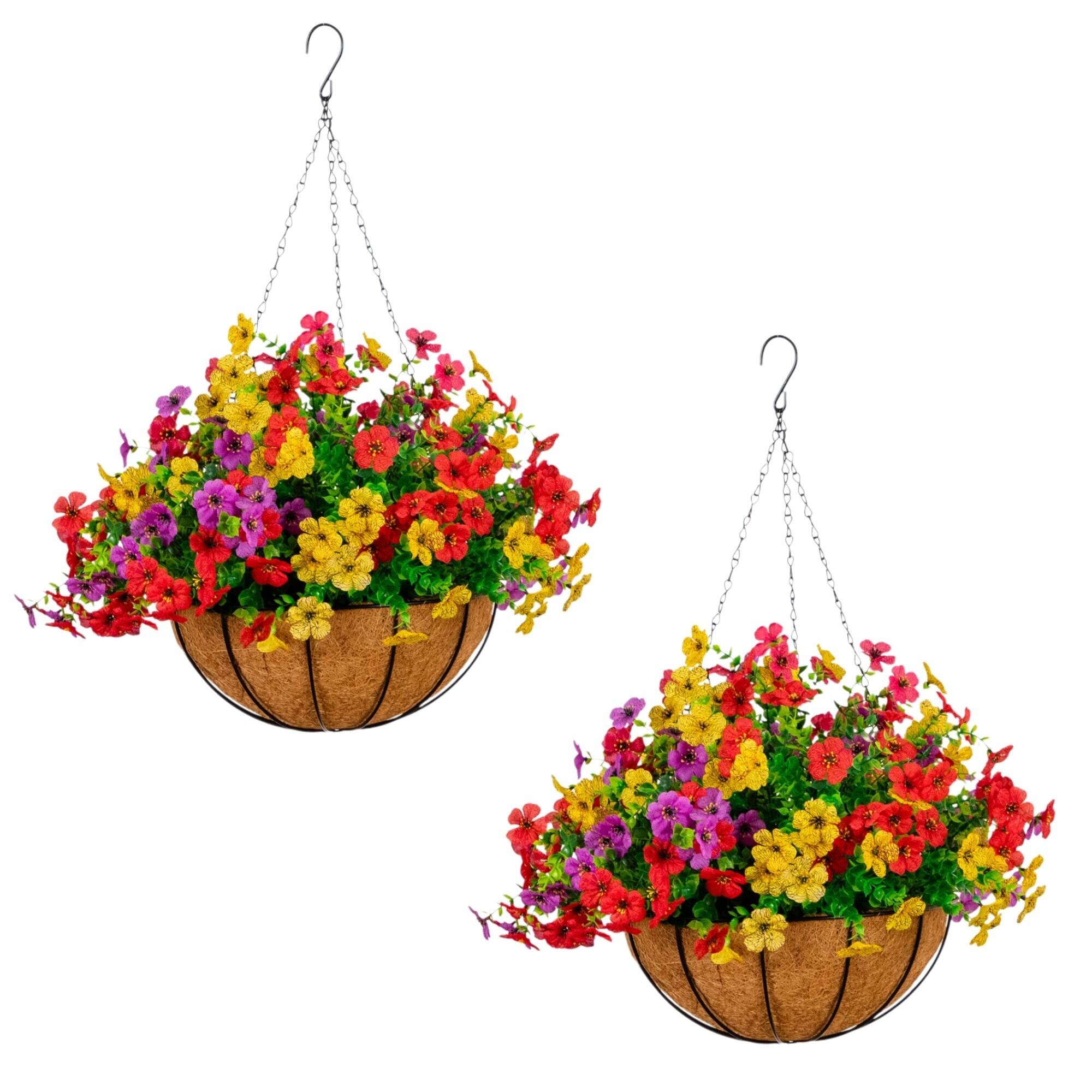 24" UV Resistant Artificial Daisy Hanging Basket DIY Kit
